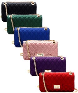 Package of 12 Pieces Quilted Matte Jelly Small 2 Way Shoulder Bag JP067